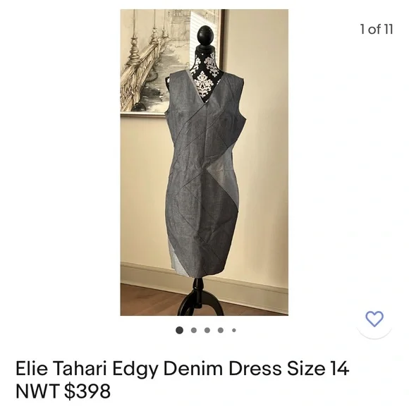 elie tahari denim dress Elie Tahari The Gabby Denim Burnout Dress - Dark Denim - 68% Off